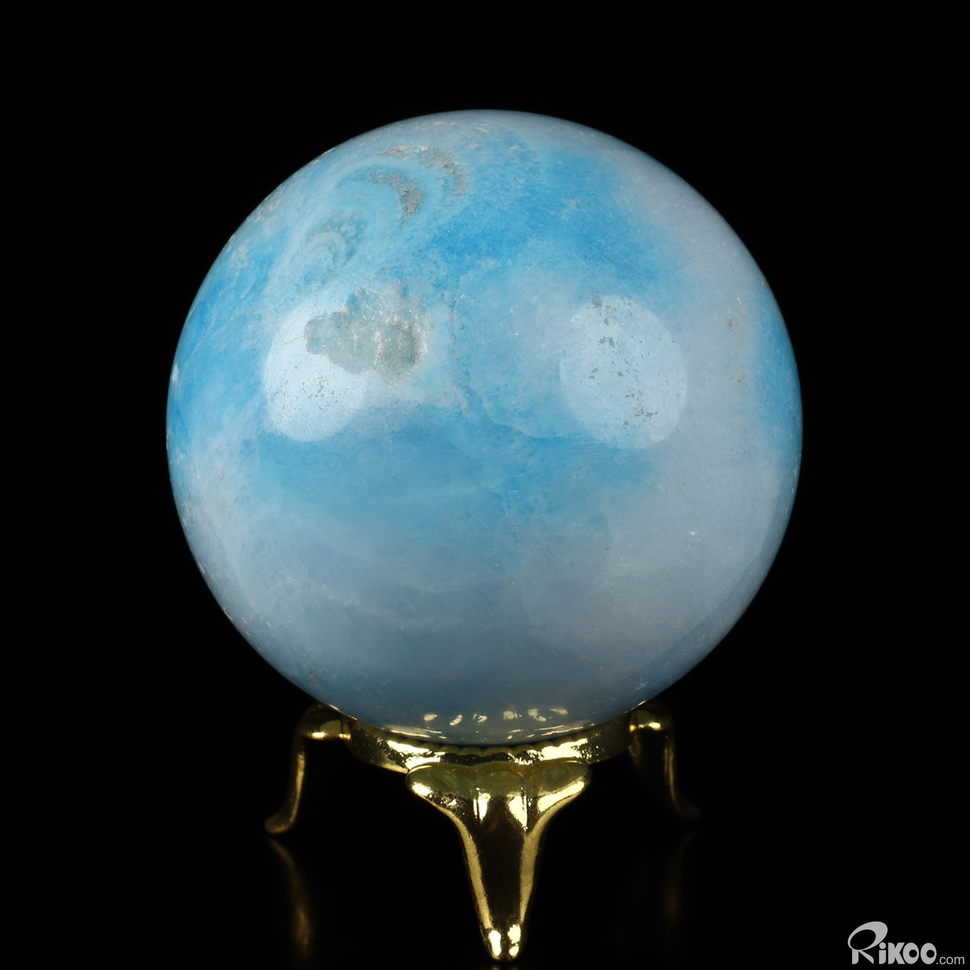 2.0" Blue Aragonite Hand Carved Crystal Ball/Sphere, Crystal Healing 2.0" Blue Aragonite Hand Carved Crystal Ball/Sphere, Crystal Healing