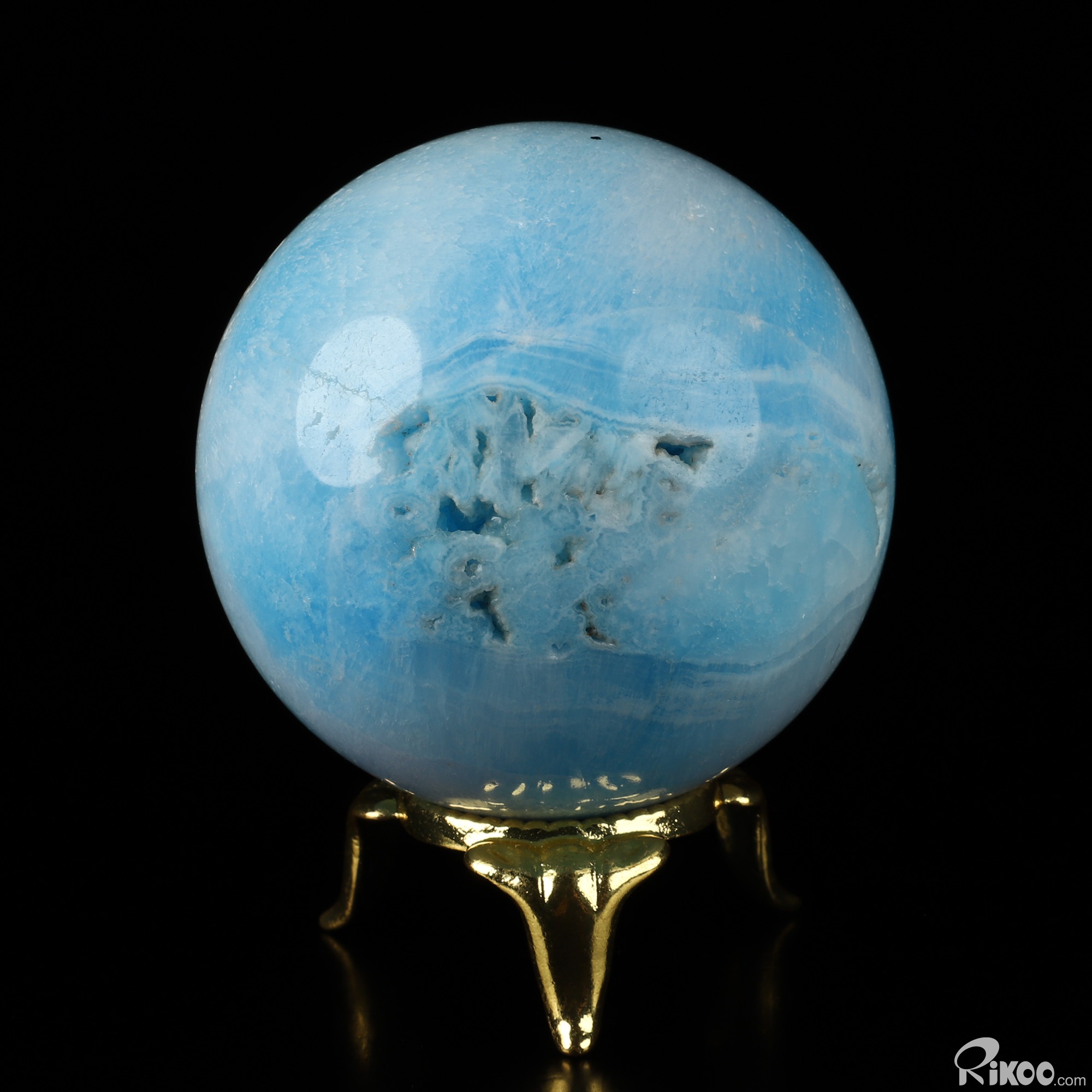 2.0" Blue Aragonite Hand Carved Crystal Ball/Sphere, Crystal Healing 2.0" Blue Aragonite Hand Carved Crystal Ball/Sphere, Crystal Healing