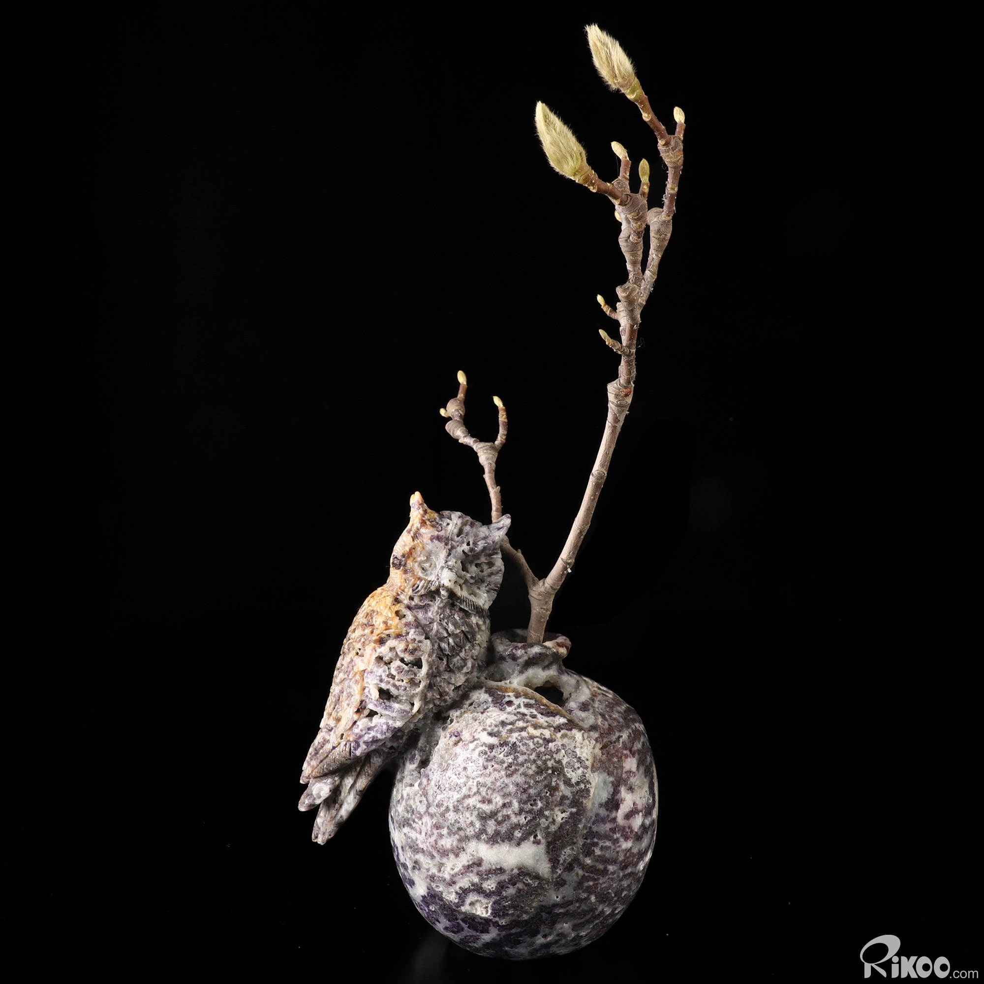 5.5" Purple white jade Hand Carved Crystal Owl Vase Sculpture, Crystal Healing 5.5" Purple white jade Hand Carved Crystal Owl Vase Sculpture, Crystal Healing