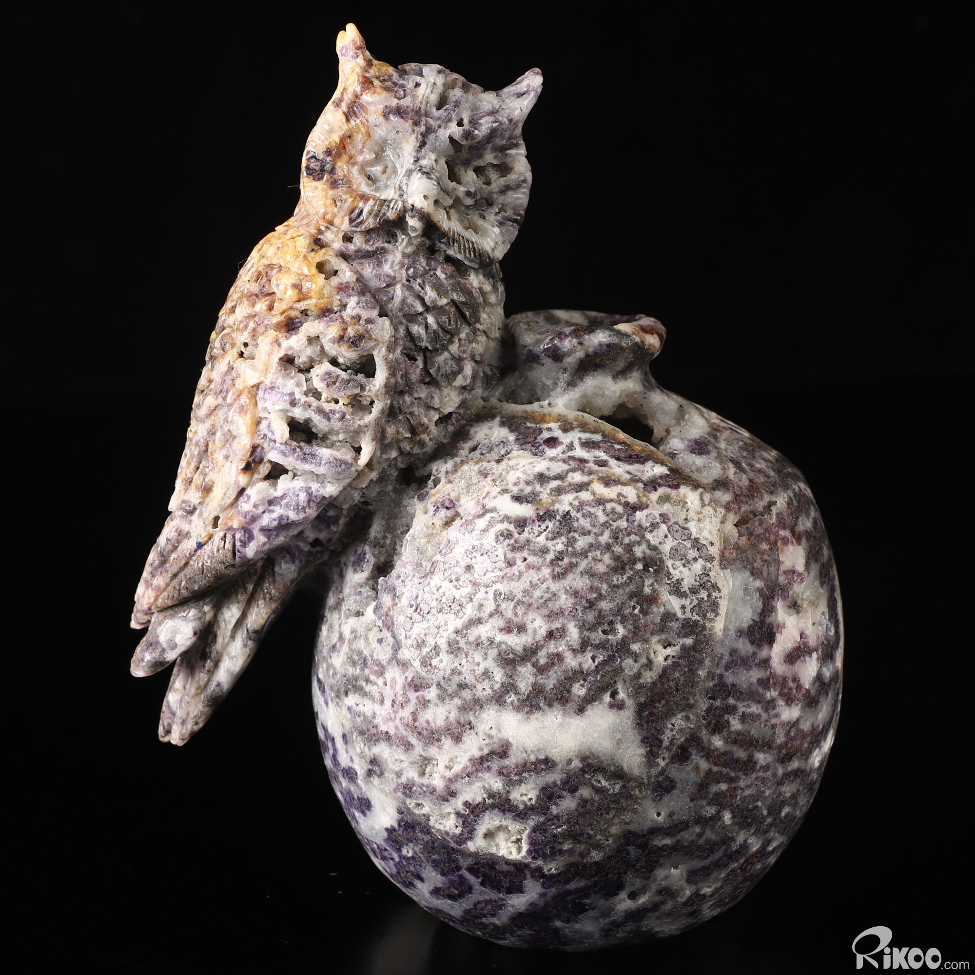 5.5" Purple white jade Hand Carved Crystal Owl Vase Sculpture, Crystal Healing 5.5" Purple white jade Hand Carved Crystal Owl Vase Sculpture, Crystal Healing
