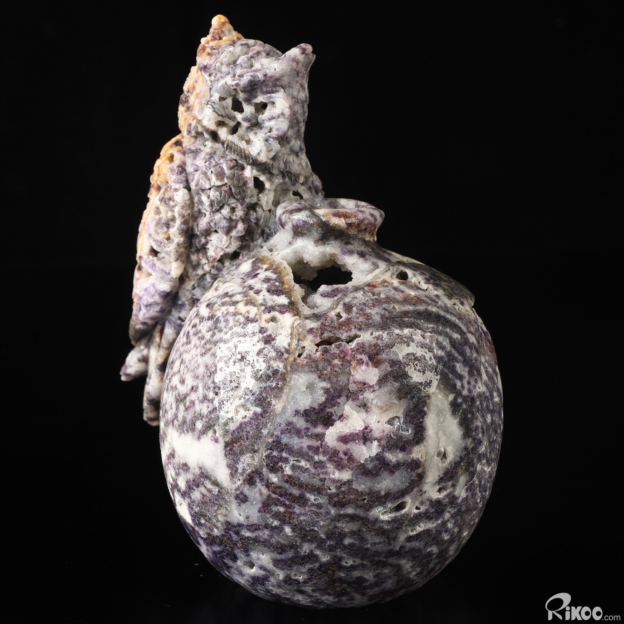 5.5" Purple white jade Hand Carved Crystal Owl Vase Sculpture, Crystal Healing 5.5" Purple white jade Hand Carved Crystal Owl Vase Sculpture, Crystal Healing