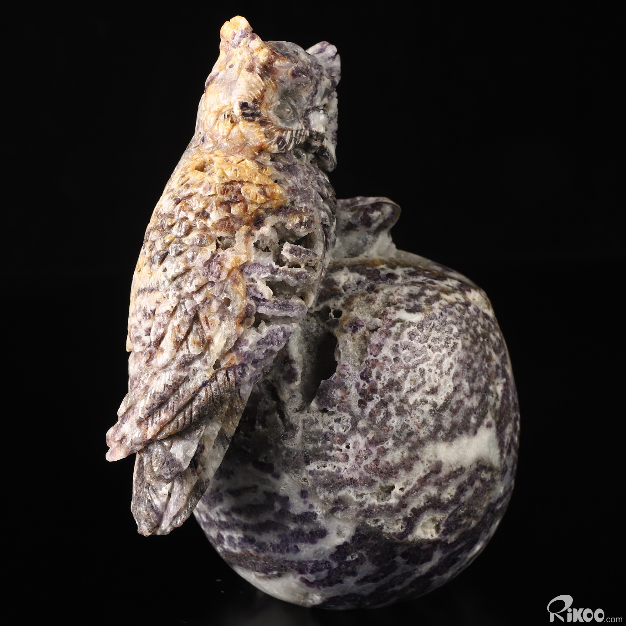 5.5" Purple white jade Hand Carved Crystal Owl Vase Sculpture, Crystal Healing 5.5" Purple white jade Hand Carved Crystal Owl Vase Sculpture, Crystal Healing