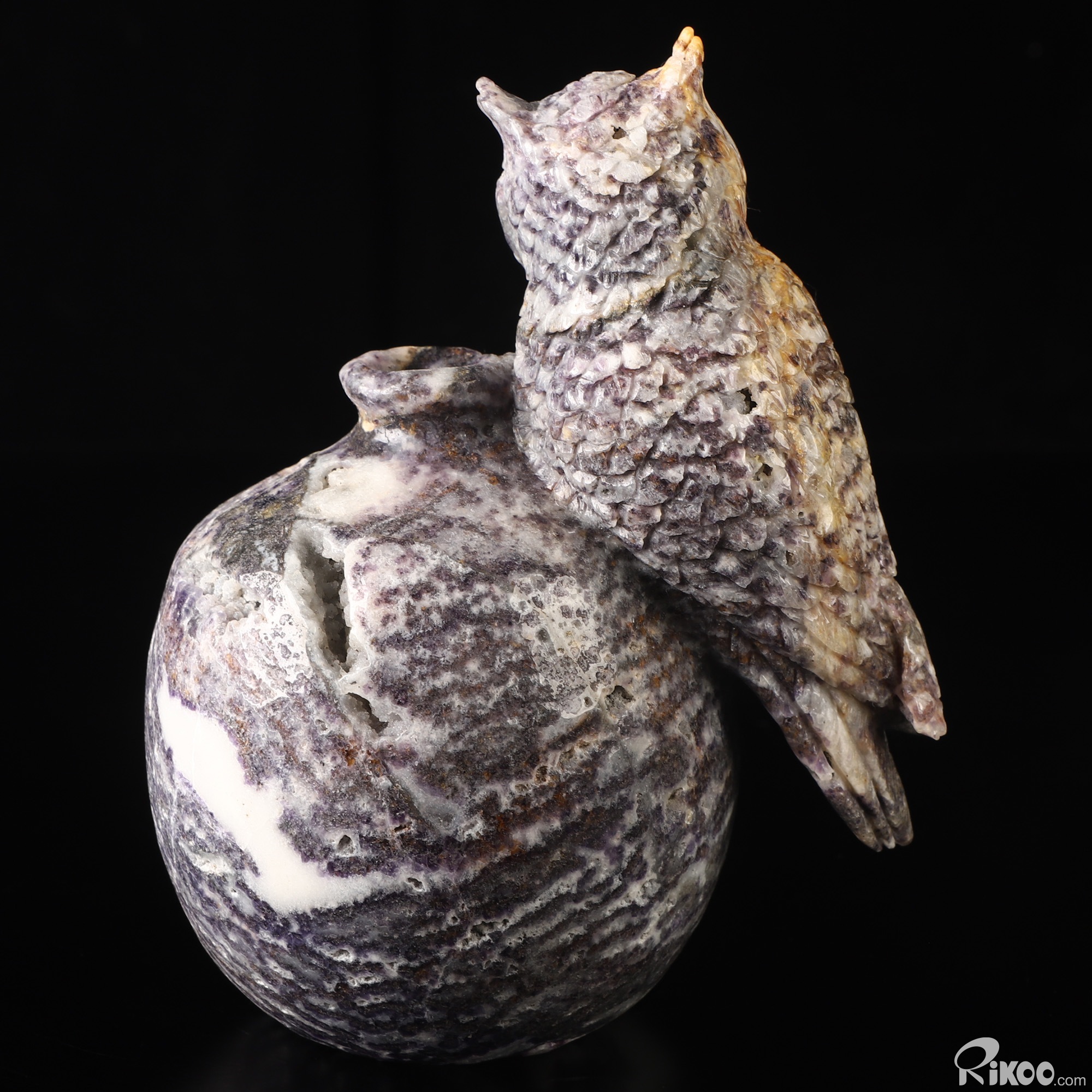 5.5" Purple white jade Hand Carved Crystal Owl Vase Sculpture, Crystal Healing 5.5" Purple white jade Hand Carved Crystal Owl Vase Sculpture, Crystal Healing