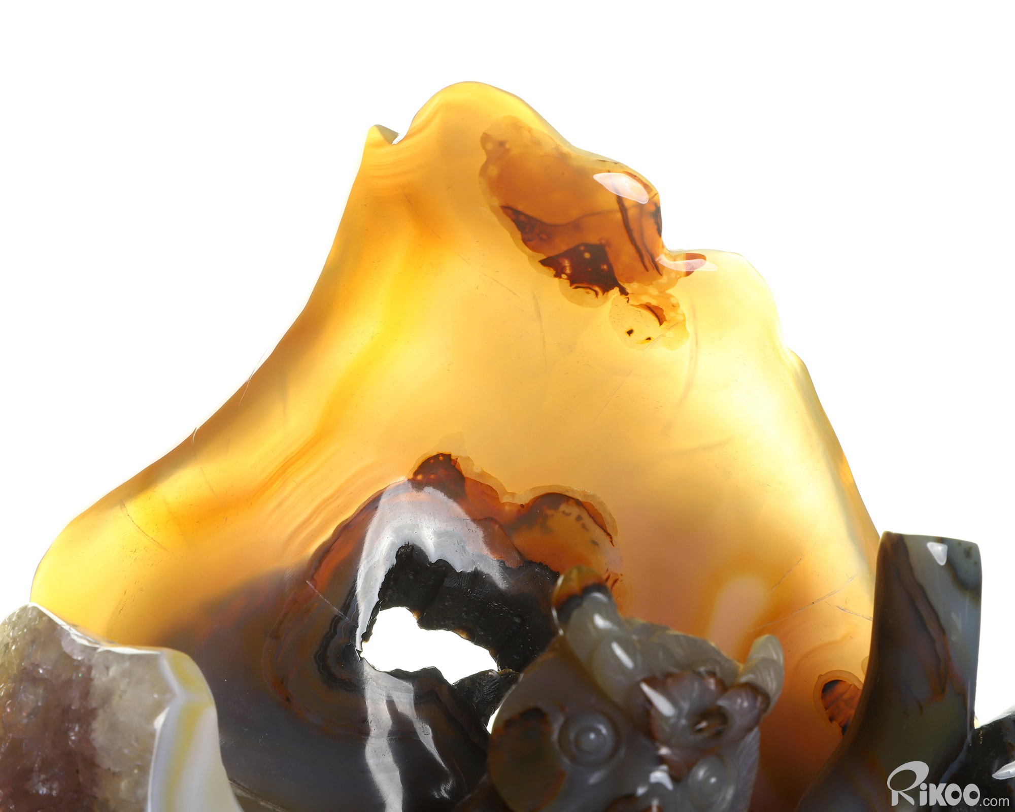 6.3" Premium Brazilian Agate Hand Carved Crystal Owl Sculpture, Crystal Healing 6.3" Premium Brazilian Agate Hand Carved Crystal Owl Sculpture, Crystal Healing