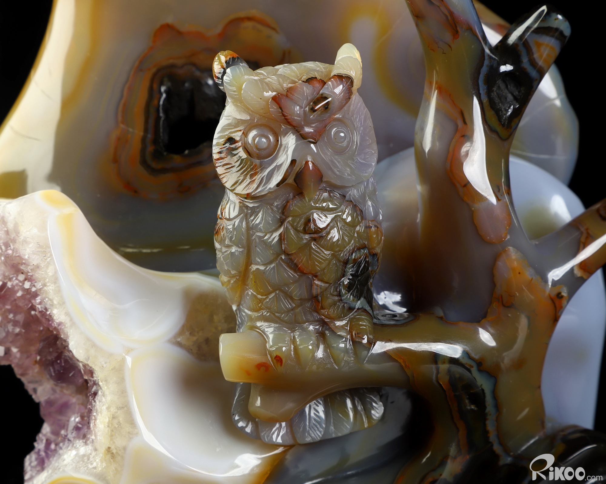 6.3" Premium Brazilian Agate Hand Carved Crystal Owl Sculpture, Crystal Healing 6.3" Premium Brazilian Agate Hand Carved Crystal Owl Sculpture, Crystal Healing