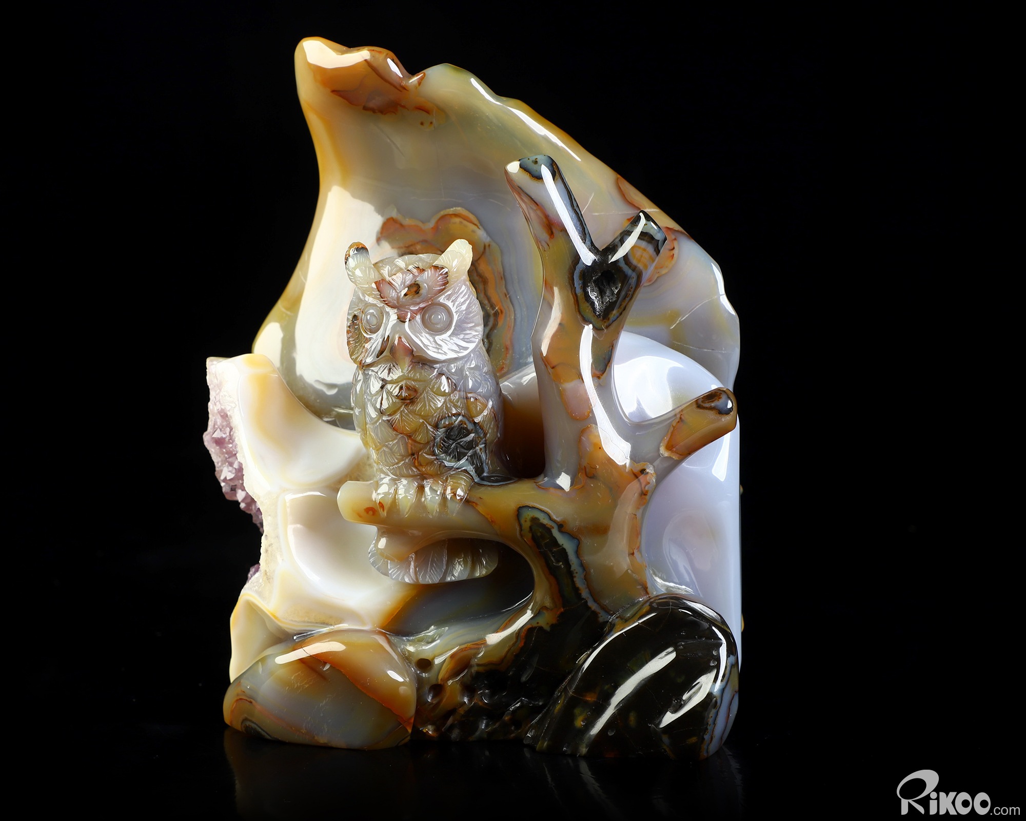 6.3" Premium Brazilian Agate Hand Carved Crystal Owl Sculpture, Crystal Healing 6.3" Premium Brazilian Agate Hand Carved Crystal Owl Sculpture, Crystal Healing