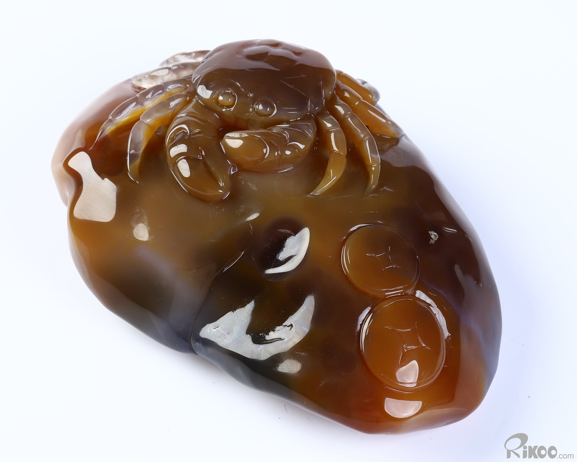 4.4" Agate Hand Carved Crystal Crab Sculpture, Crystal Healing 4.4" Agate Hand Carved Crystal Crab Sculpture, Crystal Healing