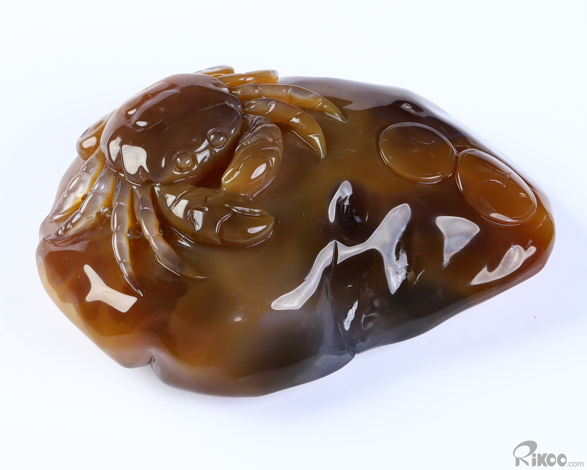 4.4" Agate Hand Carved Crystal Crab Sculpture, Crystal Healing 4.4" Agate Hand Carved Crystal Crab Sculpture, Crystal Healing