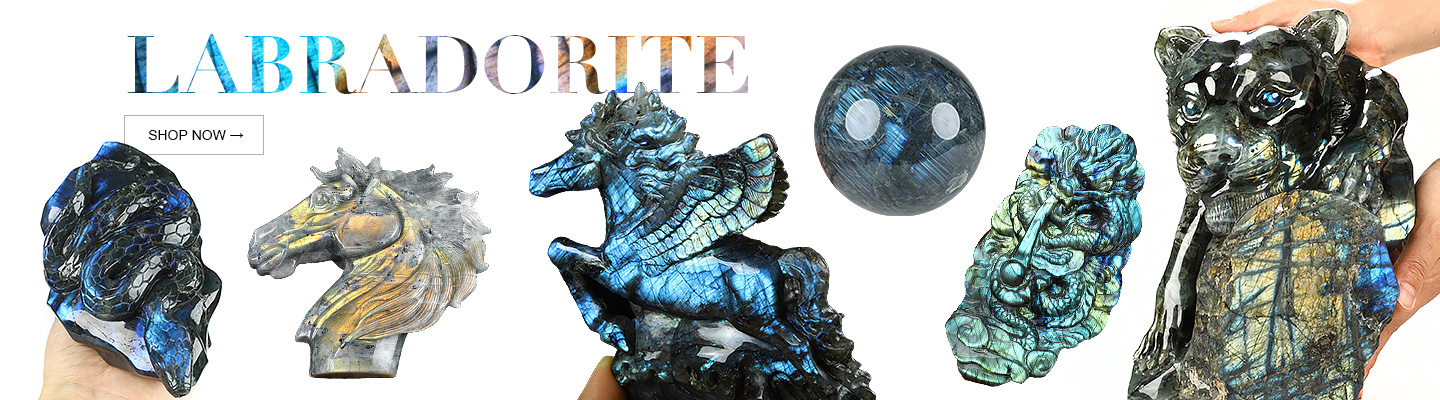 Rikoo Hand Carved Crystal Labradorite Sculpture