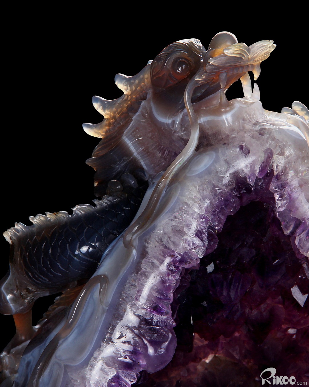 The MOST IMPRESSIVE Masterpiece: Agate Amethyst Geode Four Dragons