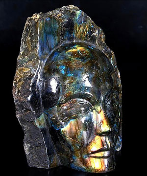6.3" Labradorite Carved Crystal Portrait