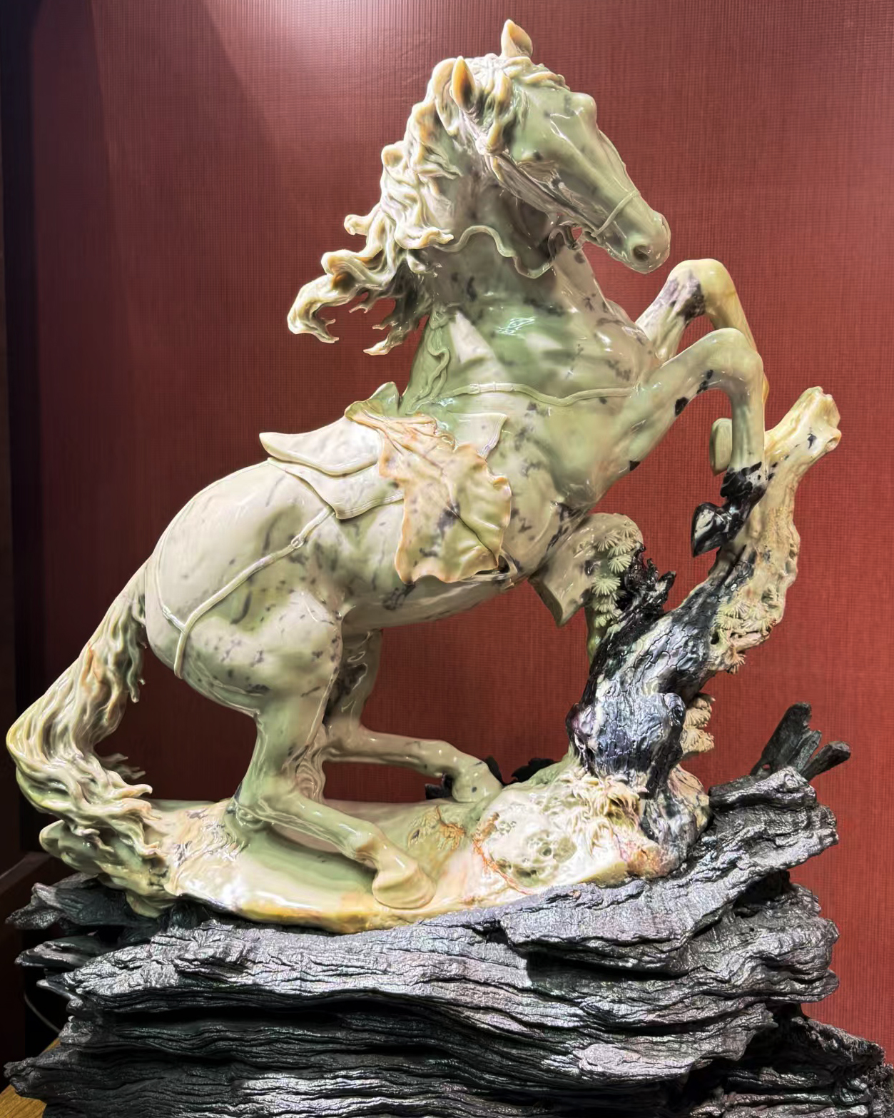 23.2" Shoushan Stone Hand Carved Crystal Horse Sculpture, Crystal Healing