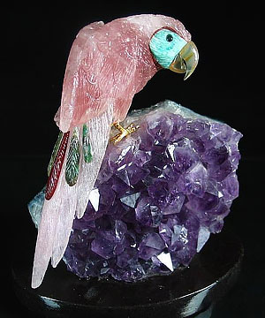 Rose Quartz Carved Parrot