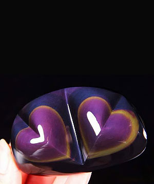 2.8" Rainbow Obsidian Carved Crystal Heart
