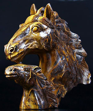 Tiger Eye/tigereye Carved Crystal Horses Sculpture