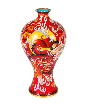 Cloisonné Vase, 9.8" Copper Handmade Vase Sculpture