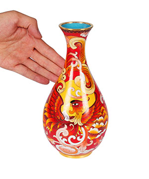 Cloisonné Vase, 8.5" Copper Handmade Vase Sculpture