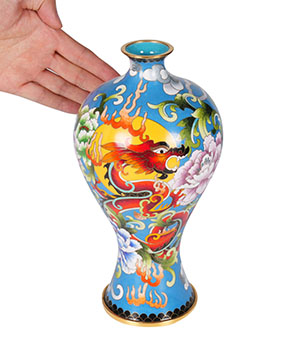 Cloisonné Vase, 9.8" Copper Handmade Vase Sculpture