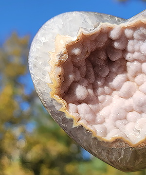 4.0" Agate Geode Carved Crystal Heart, Crystal Healing