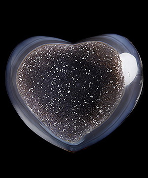 4.6" Agate Amethyst Geode Carved Crystal Heart, Crystal Healing
