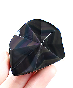 2.5" Rainbow Obsidian Hand Carved Crystal Geometric Solid Sculpture, Crystal Healing