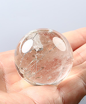 1.6" Rutilated Quartz Rock Crystal Hand Carved Crystal Ball/Sphere, Crystal Healing