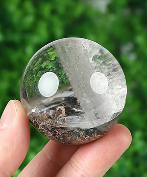 1.9" Phantom Quartz Rock Crystal Hand Carved Crystal Ball/Sphere, Crystal Healing