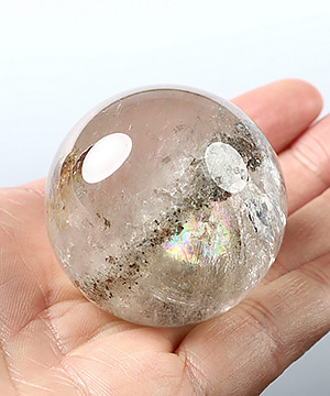 1.9" Phantom Quartz Rock Crystal Hand Carved Crystal Ball/Sphere, Crystal Healing