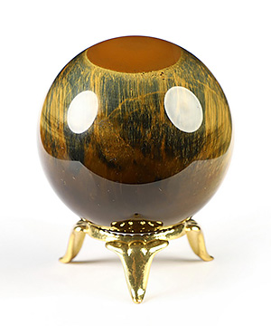 Gemstone 1.9" Blue & Gold Tiger's Eye Hand Carved Crystal Ball/Sphere, Crystal Healing
