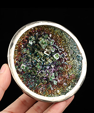 4.3" Rainbow Bismuth Ore geode Quartz Crystal Mineral Specimen Reiki Healing