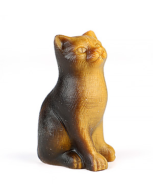 2.1" Gold Tiger's Eye Hand Carved Crystal Cat Sculpture, Crystal Healing