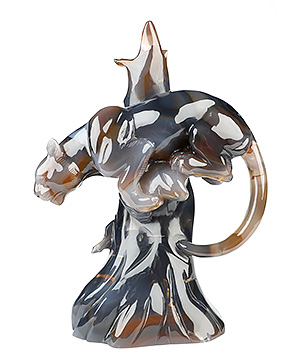8.9" Premium Brazilian Agate Hand Carved Crystal Leopard Sculpture, Crystal Healing