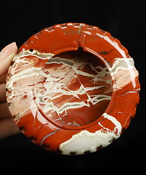 4.1" Red Jasper Hand Carved Crystal Storage Box, Crystal Healing