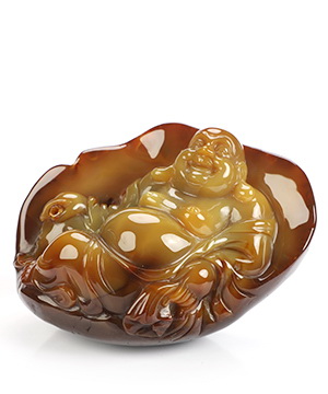 5.7" Carnelian Hand Carved Crystal Buddha Sculpture, Crystal Healing