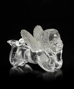 STUNNING CLEAR 2.9" Quartz Rock Crystal Hand Carved Angel, Crystal Healing
