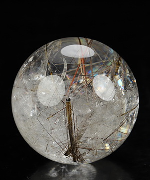Gemstone 2.6" Rutilated Quartz Rock Crystal Hand Carved Crystal Ball/Sphere, Crystal Healing
