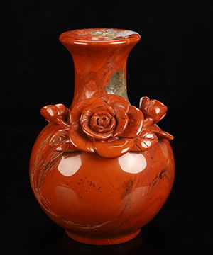 5.7" Red Jasper Hand Carved Crystal Vase Sculpture, Crystal Healing