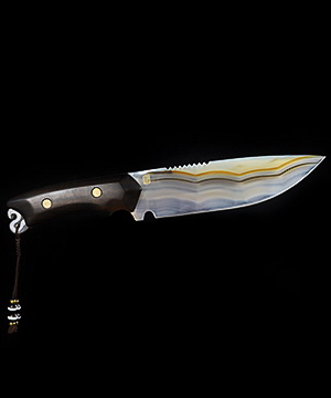 9.6" Gray & White Agate Carved Crystal Knife, Realistic
