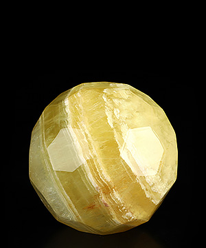 2.0" Faceted Orange Fluorite Hand Carved Crystal Ball/Sphere, Crystal Healing