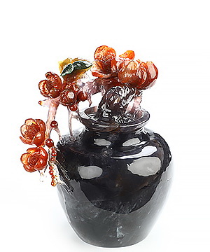 Awesome 5.1" Indian Agate Hand Carved Crystal Vase Sculpture, Crystal Healing