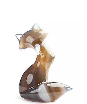 4.1" Premium Brazilian Agate Hand Carved Crystal Fox Sculpture, Crystal Healing