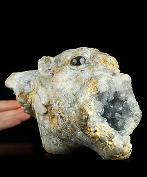 6.9" Blue Calcite Geode Hand Carved Crystal Fish Sculpture, Crystal Healing