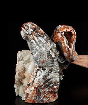 Gemstone 7.6" Red Crazy Lace Agate Hand Carved Crystal Horse Sculpture, Crystal Healing