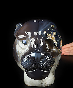 6.7" Agate Hand Carved Crystal Leopard Sculpture, Crystal Healing