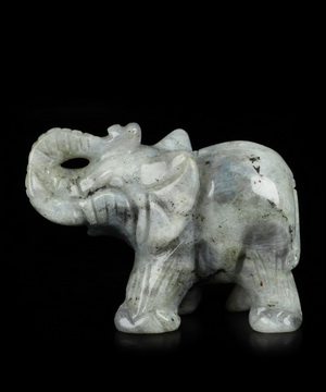 2.9" Labradorite Hand Carved Crystal Elephant Sculpture, Crystal Healing