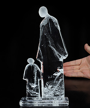 Master and Apprentice! 7.8" Quartz Rock Crystal Hand Carved Crystal Sculpture, Crystal Healing