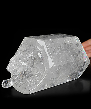 7.2" Quartz Rock Crystal Hand Carved Crystal Leopard Sculpture, Crystal Healing