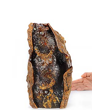 9.8" Agate Hand Carved Crystal Owls and Labradorite Eyes Sculpture, Crystal Healing