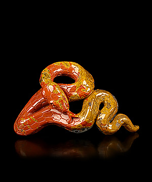2.3" Empire Red Agate Hand Carved Crystal Snake Sculpture, Crystal Healing