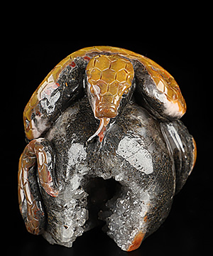 2.6" Empire Red Agate Hand Carved Crystal Snake Sculpture, Crystal Healing